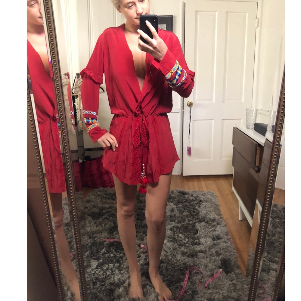 Rococo Sands tie waist silk shift dress